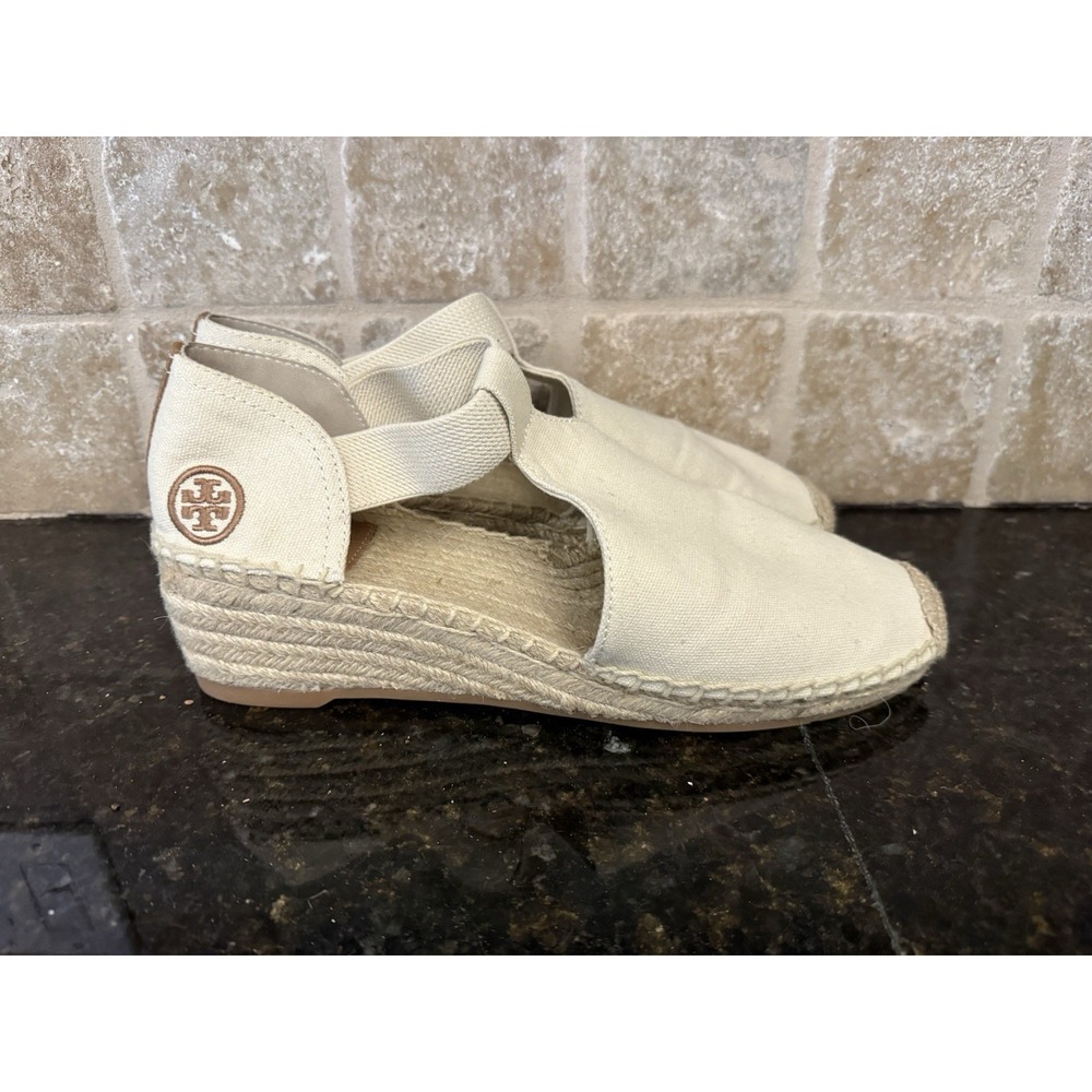 Tory Burch Neutral Catalina Low Wedge Espadrille Shoes Women's 10.5 NWOT